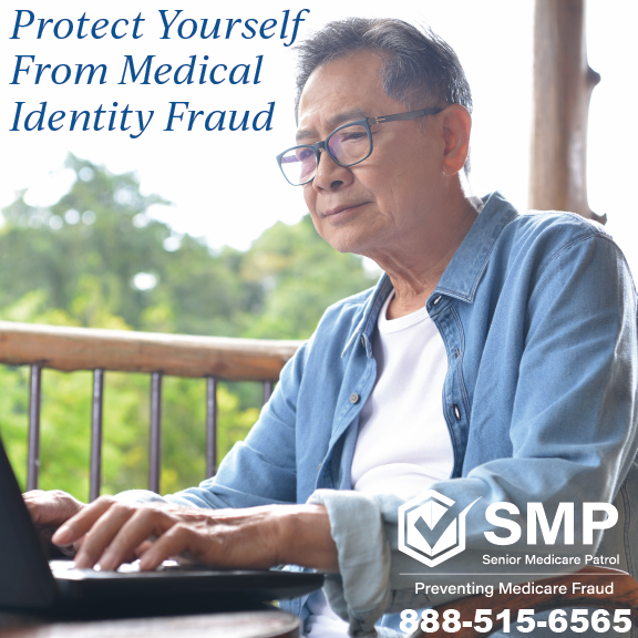 Older American studying the screen of a laptop to detect potential medical identity fraud